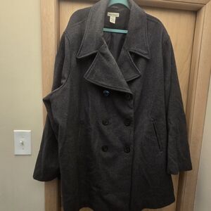 Classic Double-Breasted Women's Wool Coat - Charcoal